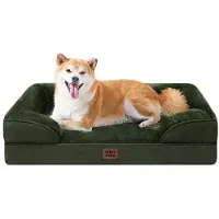 OEM Orthopädisches Hundebett für kleine Hunde, 89 x 56 x 15 cm, Wasserfest, Antislip, Hundebett mit hohen Kanten, grün