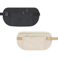 OEM Verstelbare Geld- und Dokumententas, buiktas, sportriemtas, waterdicht, 2 Riemen, Schwarz und Beige