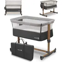 OEM Schlafwagen mit Schaukel und 5-stufiger Höhenverstellung, schräger Matratze, für Babys, oprolbar, grau