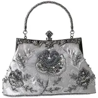 OEM Vintage Beaded Rhinestone Handtas mit Pailletten, für die Hochzeit, in Grau