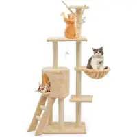 Markenlos Katzenbaum Kratzbaum - Katzenmöbel mit Hängematte und schönem Katzenhaus