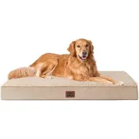 OEM Orthopädisches Hundebett für große Hunde XL, 112x81x9cm, waschbares weiches Hundekissen, Hundematratze für Bank, Khaki