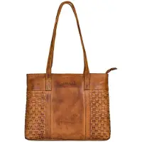 OEM Echt-leer-Schultertas für Frauen, geflochten, vintage-Stil, Handtas mit langen Griffen, Crossbodytas, Lederhandtas, Larino-Braun