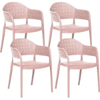 Beliani Gartenstuhl 4er Set Rosa Kunststoff Stapelbar Lochmuster mit Armlehnen Modern Outdoor Balkon Terrasse Garten Kunststoffstuhl Plastikstuhl