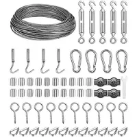 OEM 2 mm Edelstahl-Kabel-Satz, 30 Meter, Korrosionsbeständig, Sammelschlauch, Geerdeter Kabel, mit Augen und Klemmen, für Kletterpflanzen, Außenbeleuchtung und Waschleine