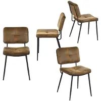 Meubles Cosy 4er-Set Esszimmerstühle im Industrial-Stil aus Kunstwildleder – KAROMI