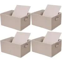 OEM Klappbare Aufbewahrungsboxen, 4er-Pack, 39x29x20cm, Beige Stoff