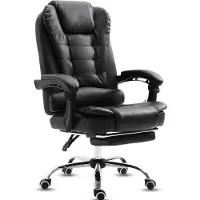 Usorteret Bürostuhl – Ergonomischer Sitz Schreibtischstuhl mit Weichen Armlehnen,Fußstütze, Chefsessel Lordosenstütze Rückenlehne Sitz, Drehstuhl Schwarz,