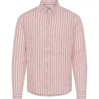 Casual Friday Leinenhemd "Leinenhemd CFRissa Linen Striped", Herren, Gr. M, N-Gr, rosa (rose smoke check), Obermaterial: 80% Leinen LI. 20% Baumwolle CO., Hemden Leinenhemd