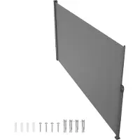 SucceBuy Einziehbare Seitenmarkise, 160 x 298 cm Sichtschutz für den Außenbereich, wasserdichter Raumteiler und Windschutz aus 180 g Polyester für Terrasse, Garten, Balkon, Grau