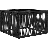 Syfax Gartentisch Schwarz 55 x 55 x 37 cm PE Rattan und Glas