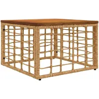 Syfax Gartentisch Natur 55 x 55 x 37 cm PE Rattan und Glas