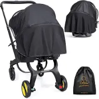 OEM Babyzitje-Sonnenhut mit UPF 50+ Schutz, atmender Sonnenschirm, mit Stützen, universell einsetzbar, Mückenabweiser, für große Kinder, schwarz