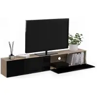 OEM Geschlossenes TV-Ständer 180 cm – Wand TV-Kast mit 2 Türen – Holz Schwarz Design – Moderner TV-Ständer – Geeignet für 70 Zoll TV – 180 x 30 x 30 cm