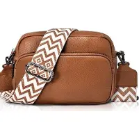 OEM Kompakte Crossbody-Tas aus Kunstleder mit abnehmbarem Schultergurt, braun