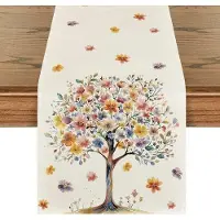 OEM Garten-Tischdynamo 40 x 180 cm – Blumen und Baum Design – Frühjahr/Herbst Tischdekoration – Tischdynamo für Küche, Esstisch und Fest