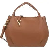 Vera Pelle Bolsa Damentasche aus echtem Leder – mittelgroße Handtasche, elegant, goldene Details, Schulterriemen verstellbar – Braun Kupfer