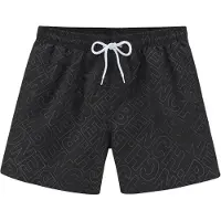 Bench Badehose ., Herren, Gr. L, N-Gr, schwarz (schwarz, bedruckt), Recycling-Polyester, Badehosen Badehose, mit modernem Logoschriftzug