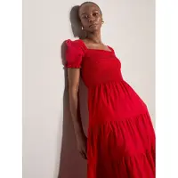 Apricot Midikleid "Midi-Kleid aus Baumwolle", Damen, Gr. M (38), N-Gr, rot, gewebt, Obermaterial: 100% Baumwolle CO., uni, Kleider Midikleid, mit Stufenrock