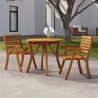 The Living Store Gartentisch Ø 85 cm Massivholz Akazie