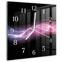 Drukarnia Piga Tulup Glasuhr Wanduhr Küchenuhr Echt-Glas 30x30 cm Modern Dekorativ Geräuschlos Weiße Zeiger - Abstrakte Linien