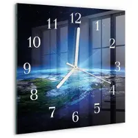 Drukarnia Piga Tulup Glasuhr Wanduhr Küchenuhr Echt-Glas 30x30 cm Modern Dekorativ Geräuschlos Weiße Zeiger - Das Universum der Erde