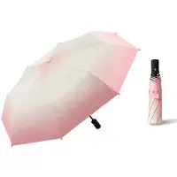 OEM Multifunktionale, opvouwbare, automatische paraplu met kleurverloop en UV-bescherming, roze.