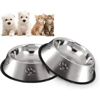 OEM Met antislip Boden, für Hunde, aus Edelstahl, für Futter und Wasser, für Welpen und Katzen, 2 Stück, 18 cm
