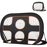 OEM 2-in-1 Fußballtor für Garten und Kinder, Fußballtor mit Torwand, faltenbares Fußballtor, Pop-up Fußballtrainingsziel, 121 x 80 x 80 cm, schwarz + orange