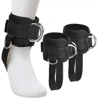 OEM Doppelverpackung Einband mit D-Ring, für Kabeltrainingsgeräte geeignet, bequemer, verstellbarer und verdickter Einband für Sport, für Hinterwärtstrappen, Beinbeugeübungen und andere Übungen - Schwarz