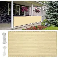 OEM Balkonsonnenschutzschutz - Außen Windschutzrollo - Terrassenschirm Privatsphäre - Polyester Gewebe Außenrollo - 220 Gramm pro Quadratmeter - 700 mal 150 Zentimeter - Sandgelb Farbe