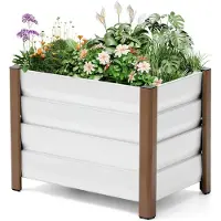 StarTech.com Hochbeet - Pflanzkasten aus Metall - Aluminiumlegierung - Drainagelöcher - Abgerundete schnittfeste Kanten - 60x40x45 cm - Weiß
