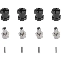 Gistuch 4pcs RC Rad Sechskantabstandshalter 12 mm Durchmesser 15 mm Länge Nabin -Extension mit Metallverriegelungsmutter und Schlossnadeln für Autos Schwarz