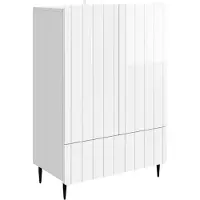 Syfax Sideboard Hochglanz Weiß 66 x 34,5 x 97 cm Holzwerkstoff