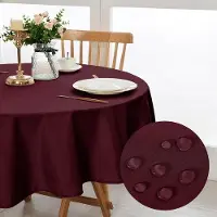 OEM Wijnrood Rundes Waschbares Tischtuch 160cm, für Eßzimmer, Garten, Fest, Hochzeit oder Haushalt