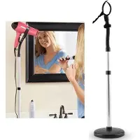 OEM Haardrogerhalter mit Standhaardrogerfunktion - Fussfreier Haardroger - Hochregulierbar - 93,5 cm - Schwarz