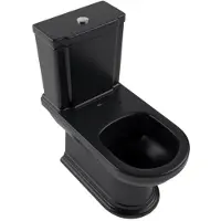 Villeroy & Boch Hommage Tiefspül-WC, für Kombination, freistehend, für Aufsatz-Spülkasten, Abgang: waagerecht, 370x725x390mm, 666210R7, Farbe: Pure Black CeramicPlus