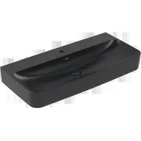 Villeroy & Boch Finion Waschtisch, ohne Überlauf, 1 Hahnloch, Unterseite geschliffen, 1000x470mm, 41681HR7, Farbe: Pure Black CeramicPlus