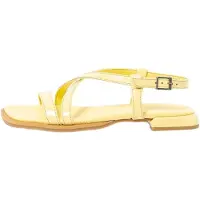 Art für Damen. 1200111G9003_024 Ledersandalen 2001 Bergamo gelb (37), Wohnung, 1 bis 3 cm, Schnalle, Lässig