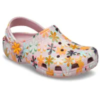 Crocs Clog "Classic Retro", Damen, Gr. 33, Croslite, bunt (rose, geblümt), Schuhe Clog, Sommerschuh, Gartenschuh, Hausschuh mit schwenkbarem Fersenriemen