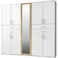 Wimex Kleiderschrank Taiga Drehtürenschrank 225x58x210cm weiß plankeneiche 9-türig (18920)
