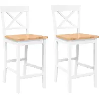 Syfax Barhocker 2 Stk. Weiß Massivholz Gummibaum