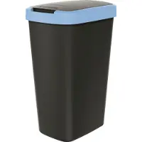 Prosperplast Abfallbehälter 45l mit Deckel KEDEN COMPACTA Q schwarz mit hellblauem Rand