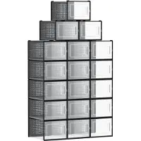 OEM Schoenendozen - Set aus 12 - klappbare Schuhboxen - transparenter Weiß - 35 x 25,0 x 18,5 cm - ABS-Framedosierungen