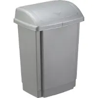 PLAST TEAM Vertriebs GmbH plast team Schwingdeckel-Abfalleimer 15 Liter silber