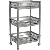 PLAST TEAM Vertriebs GmbH plast team Aufbewahrungs-Trolley, mit 3 Körben, silber