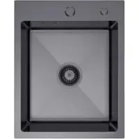 QLS Spülbecken 40x50 cm Edelstahl RUBEN Graphit - mit Siphon und Seifenspender 11226