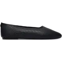 Calvin Klein Ballerina "OBLIQUE BALLERINA CUT LTH", Damen, Gr. 41, Textil, schwarz, Leder, unifarben, Schuhe Ballerina, Schlupfschuh, Flats, Loafer mit Textur, schmale Form