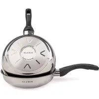 Unyqoos Grill- & Bratpfanne 20 cm – Profi-Induktionspfanne aus Edelstahl, 0,8 mm Wand, Aluminiumkern im Boden, keramikverstärkte PTFE-Antihaft, PFOA-frei