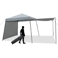 GIANTEX 3 x 3 m Pop up Pavillon, Gartenpavillon mit 2 verstellbaren Markisen, Partyzelt mit Rolltasche, Faltpavillon Wasserdicht, Gartenzelt für Partys Picknick BBQ, Grau